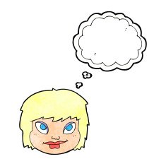 cartoon female face with thought bubble N153