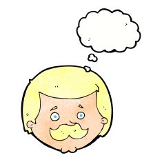 cartoon man with mustache thought bubble N89