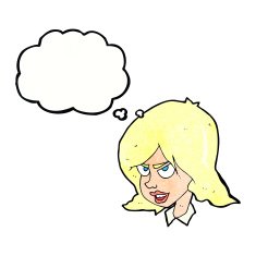 Cartoon Annoyed Woman With Thought Bubble N186