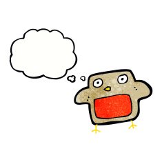 cartoon robin with thought bubble N37