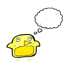 cartoon bird with thought bubble N273