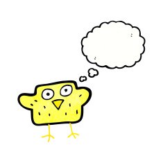 cartoon bird with thought bubble N274