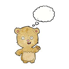 cartoon teddy bear with thought bubble N129