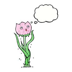 cartoon flower with thought bubble N37
