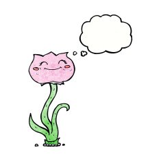 cartoon flower with thought bubble N38