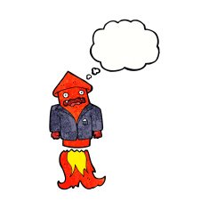cartoon firework in business suit with thought bubble N10