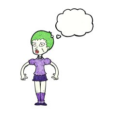 cartoon zombie monster woman with thought bubble N10