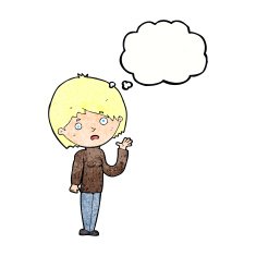 cartoon worried woman with thought bubble N81