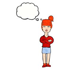 Cartoon Annoyed Woman With Thought Bubble N187