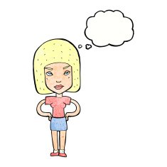 Cartoon Annoyed Woman With Thought Bubble N188