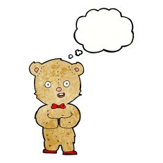 cartoon teddy bear with thought bubble N132