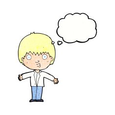 cartoon amazed boy with thought bubble N21