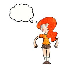 cartoon pretty woman with thought bubble N280