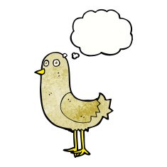 cartoon bird with thought bubble N276