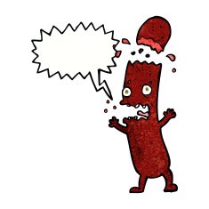 cartoon sausage with thought bubble N18