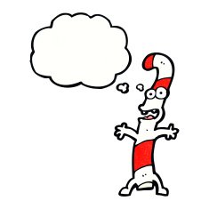 cartoon candy cane with thought bubble N11
