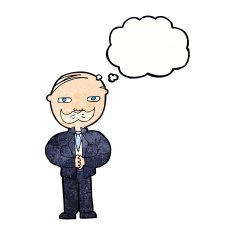 cartoon old man with mustache thought bubble N32