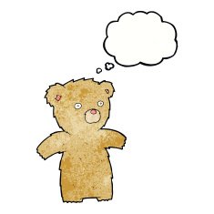cartoon teddy bear with thought bubble N133