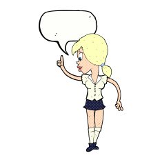 cartoon girl with idea speech bubble N23