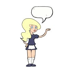 cartoon waitress with speech bubble N30
