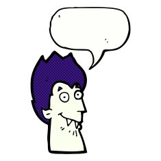 cartoon vampire head with speech bubble N45