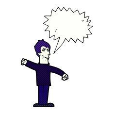 cartoon vampire man with speech bubble N132
