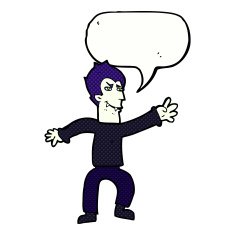 cartoon vampire man with speech bubble N134