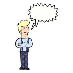 cartoon annoyed man with speech bubble N88