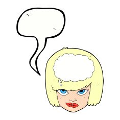 cartoon woman thinking with speech bubble N43
