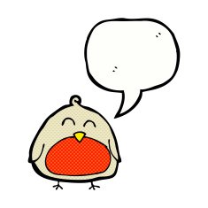 funny cartoon christmas robin with speech bubble N13