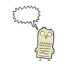 Cartoon owl with speech bubble N77
