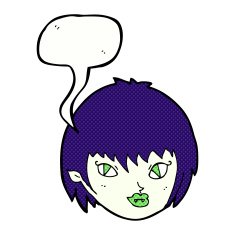cartoon vampire girl face with speech bubble N12