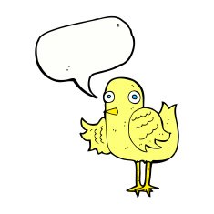 cartoon bird waving wing with speech bubble N12