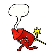 cartoon funny firework character with speech bubble N24