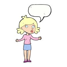 cartoon confused woman with speech bubble N95