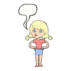 cartoon pretty girl with hands on hips speech bubble N12