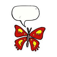 cartoon butterfly with speech bubble N3
