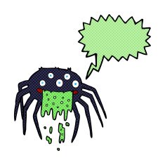 cartoon gross halloween spider with speech bubble N21
