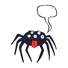 cartoon gross halloween spider with speech bubble N22