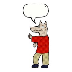 cartoon werewolf with speech bubble N32