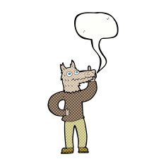 cartoon werewolf with idea speech bubble N8