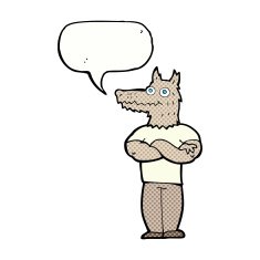 cartoon werewolf with speech bubble N34
