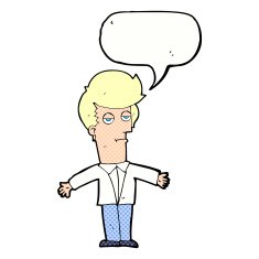 cartoon bored man with speech bubble N45