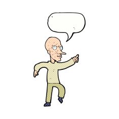 cartoon angry old man with speech bubble N161