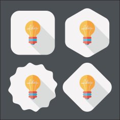Light bulb flat icon with long shadow eps10 N18