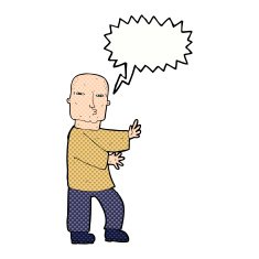 cartoon tough man with speech bubble N24