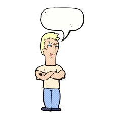 cartoon annoyed man with folded arms speech bubble N24
