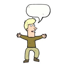 cartoon startled man with speech bubble N57