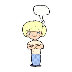 cartoon smug looking man with speech bubble N12