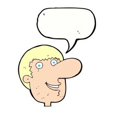 cartoon happy male face with speech bubble N23